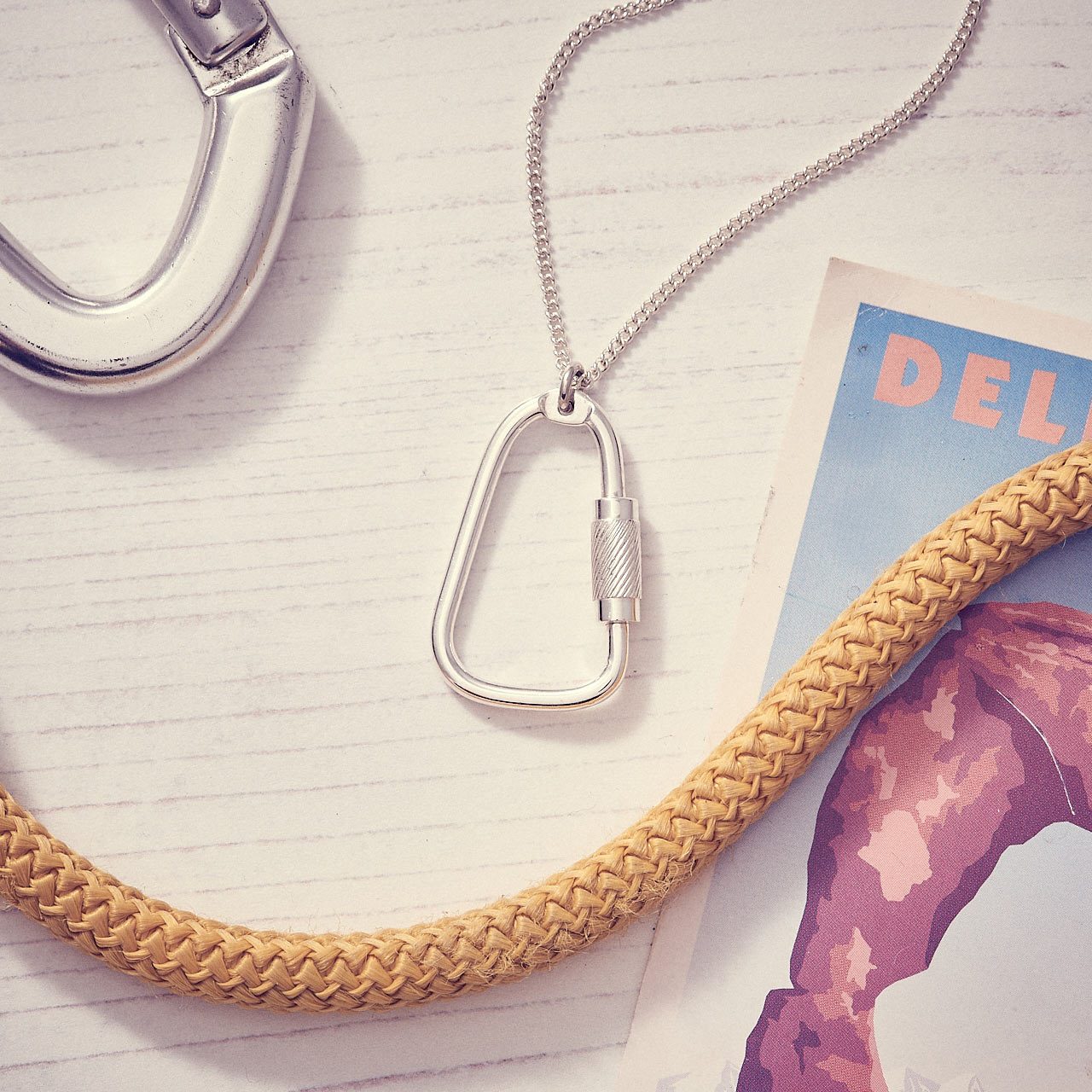 Climbing Carabiner Silver Necklace