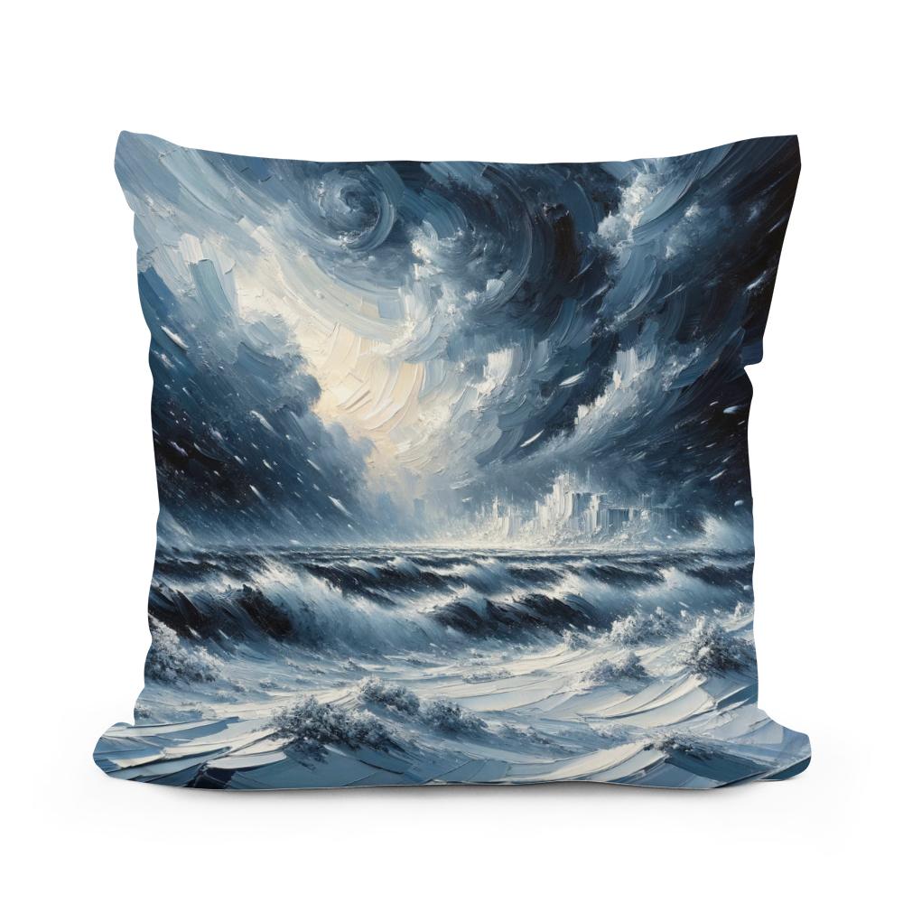 Winter's Fury Unleashed Cotton Cushion