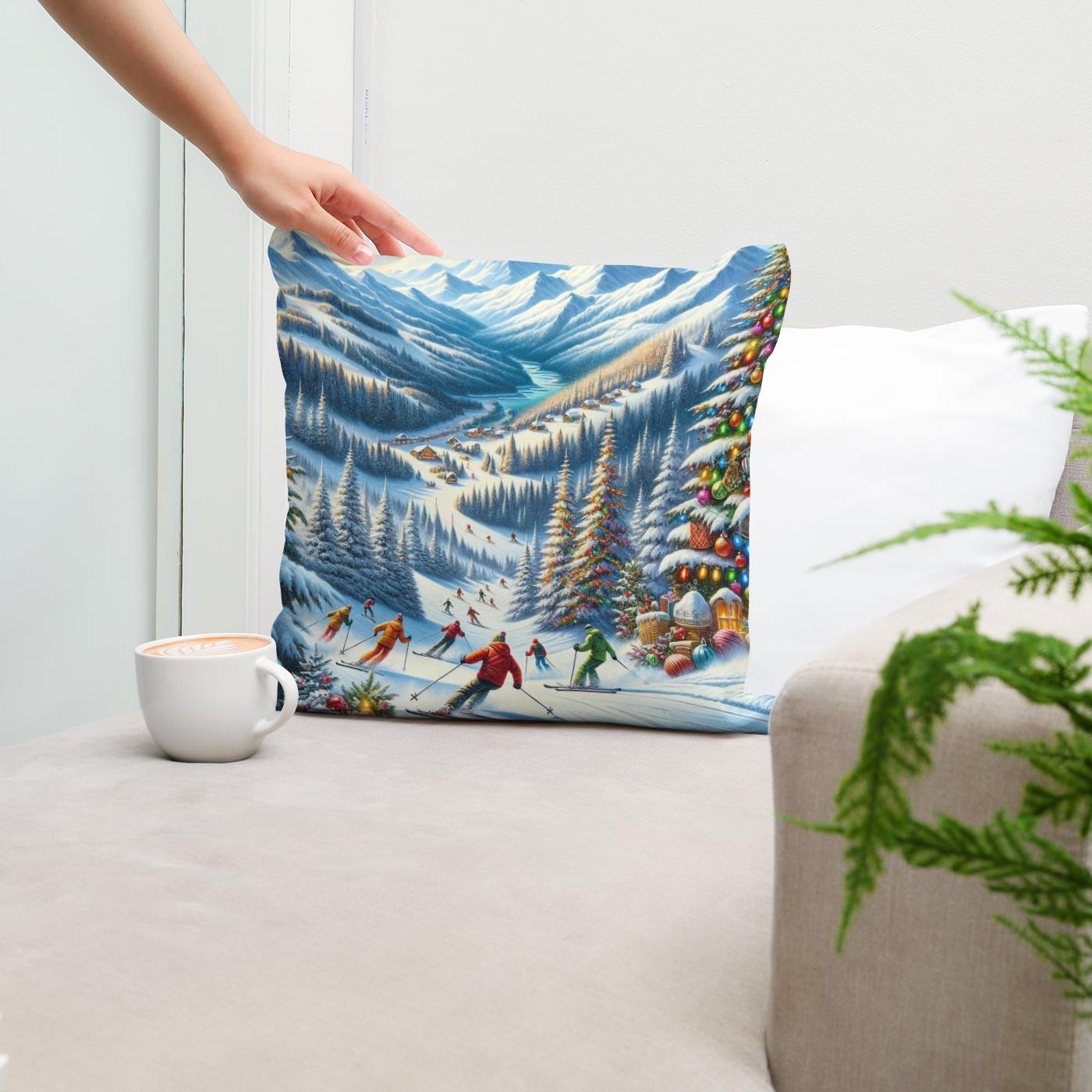Holiday Slopes Cotton Cushion