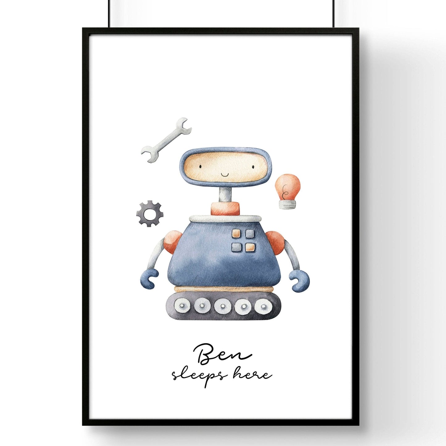 Space and Planets - Robot wall art print for Nursery