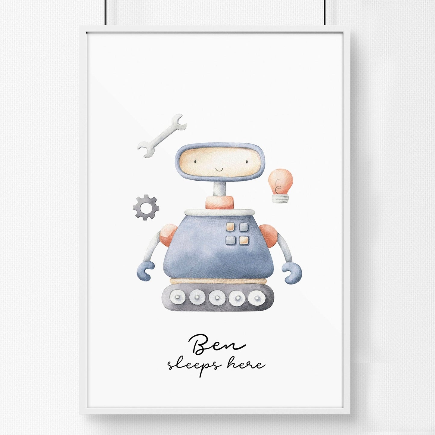 Space and Planets - Robot wall art print for Nursery