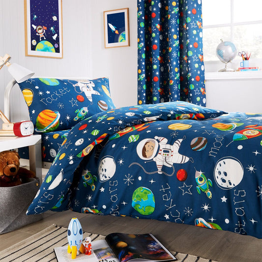 Space Explorer Kids Duvet Cover Set with Pillowcase Cotton Blend Space Themed Bedding for Boys and Girls Bedroom Decor by OLIVIA ROCCO
