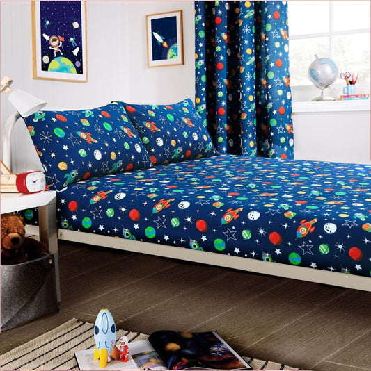 Space Explorer Kids Duvet Cover Set with Pillowcase Cotton Blend Space Themed Bedding for Boys and Girls Bedroom Decor by OLIVIA ROCCO