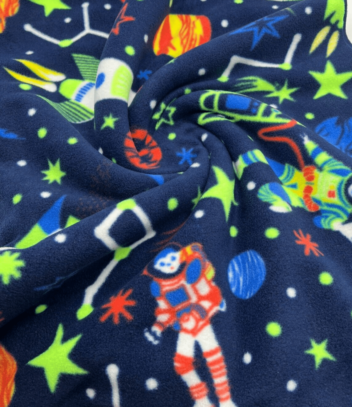 Space Printed Anti-Pil Polar Fleece Fabric Blanket Loungewear