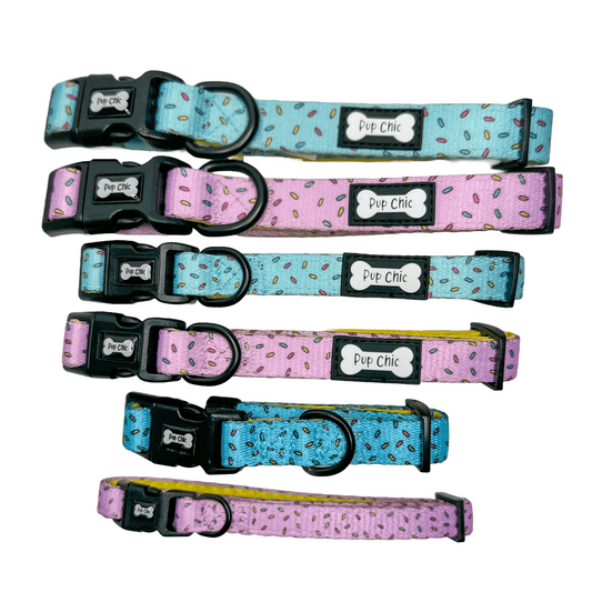 Sprinkles For Days Collar - pink or blue sprinkles dog collar