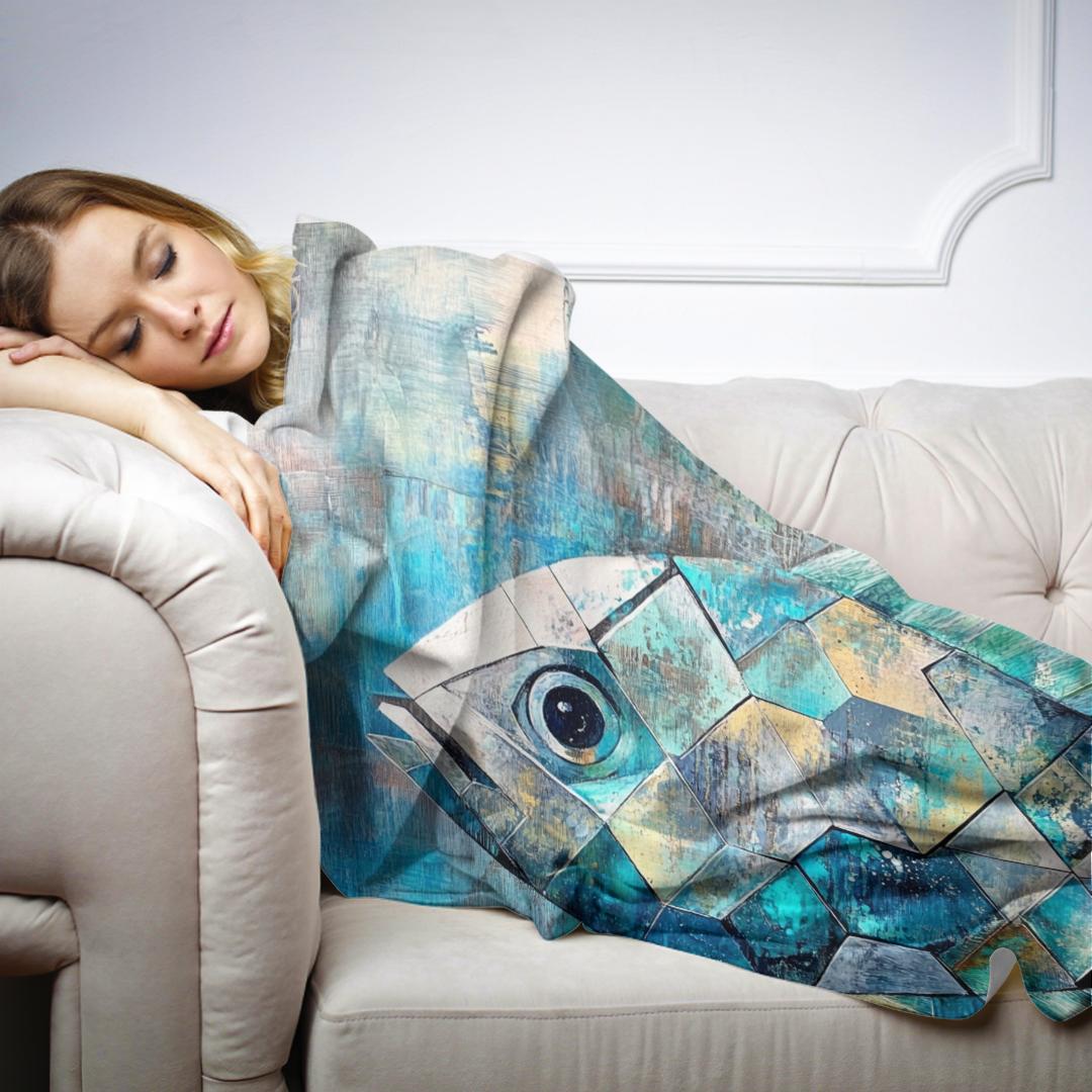 Geometric Fish Elegance Blanket