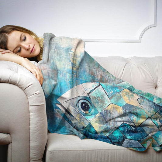Geometric Fish Elegance Blanket
