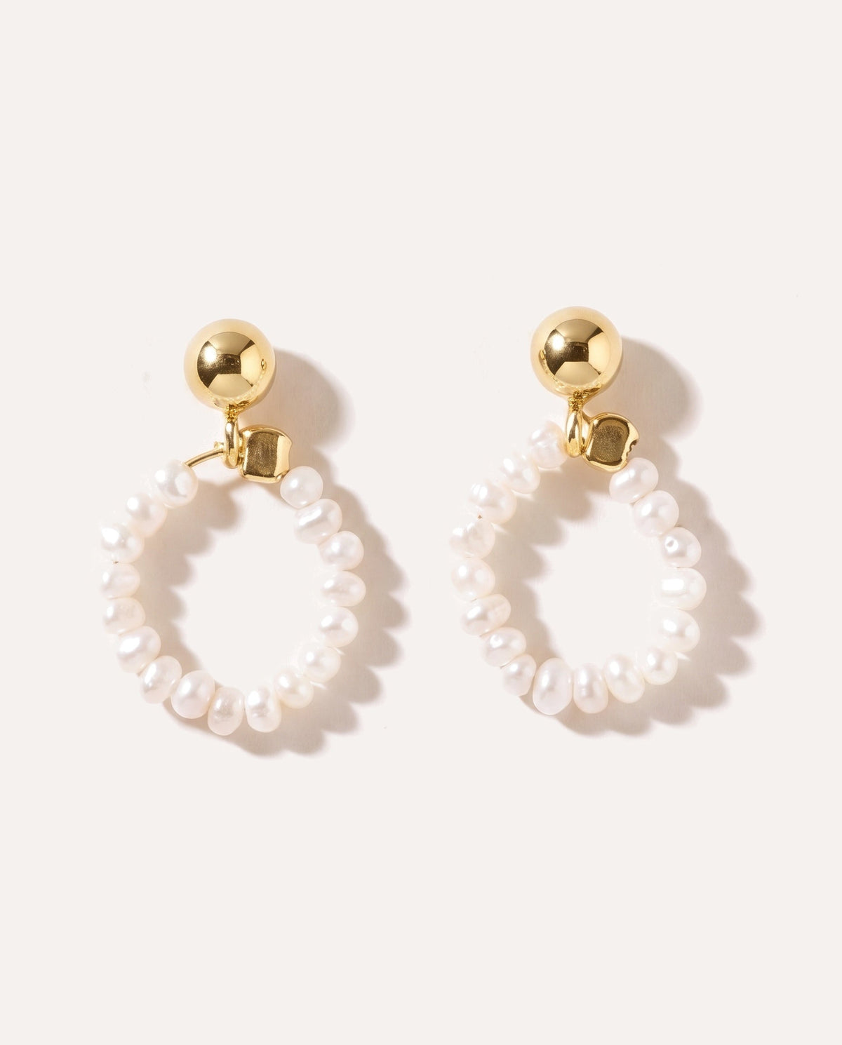 Stacked Circle Pearl Earrings