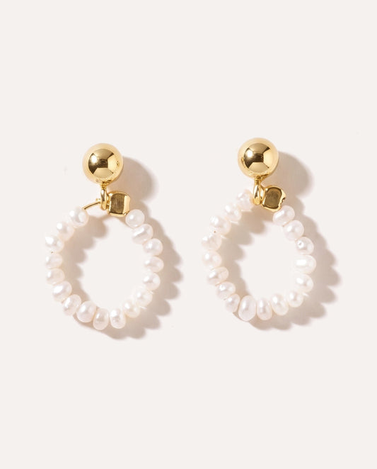 Stacked Circle Pearl Earrings