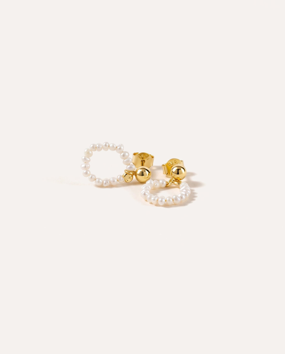 Stacked Circle Pearl Earrings