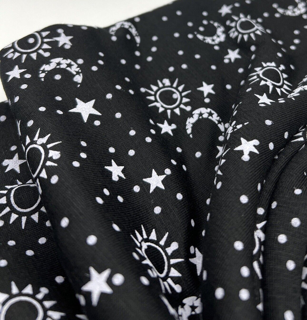 Star Moon Print Viscose Elastane Fabric