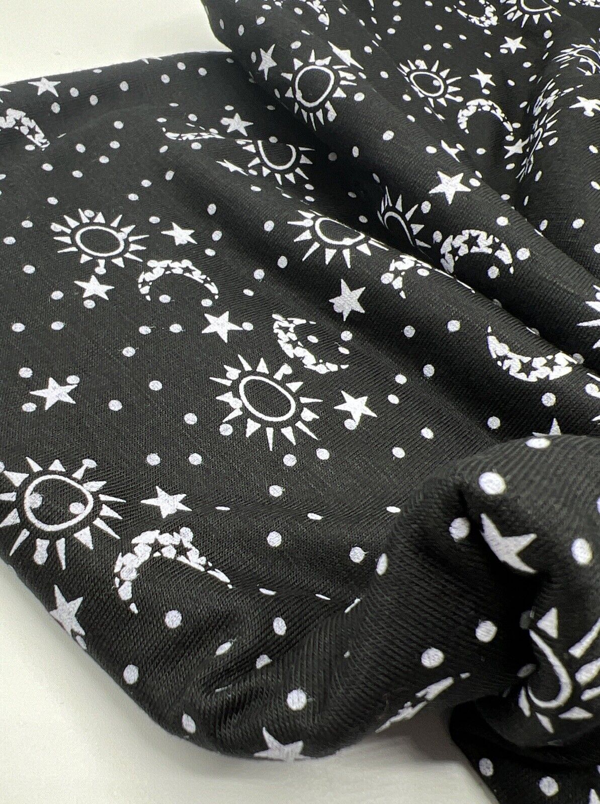 Star Moon Print Viscose Elastane Fabric
