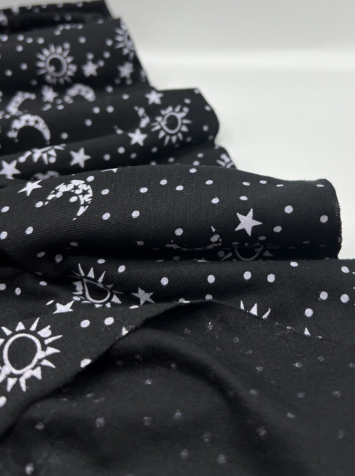 Star Moon Print Viscose Elastane Fabric