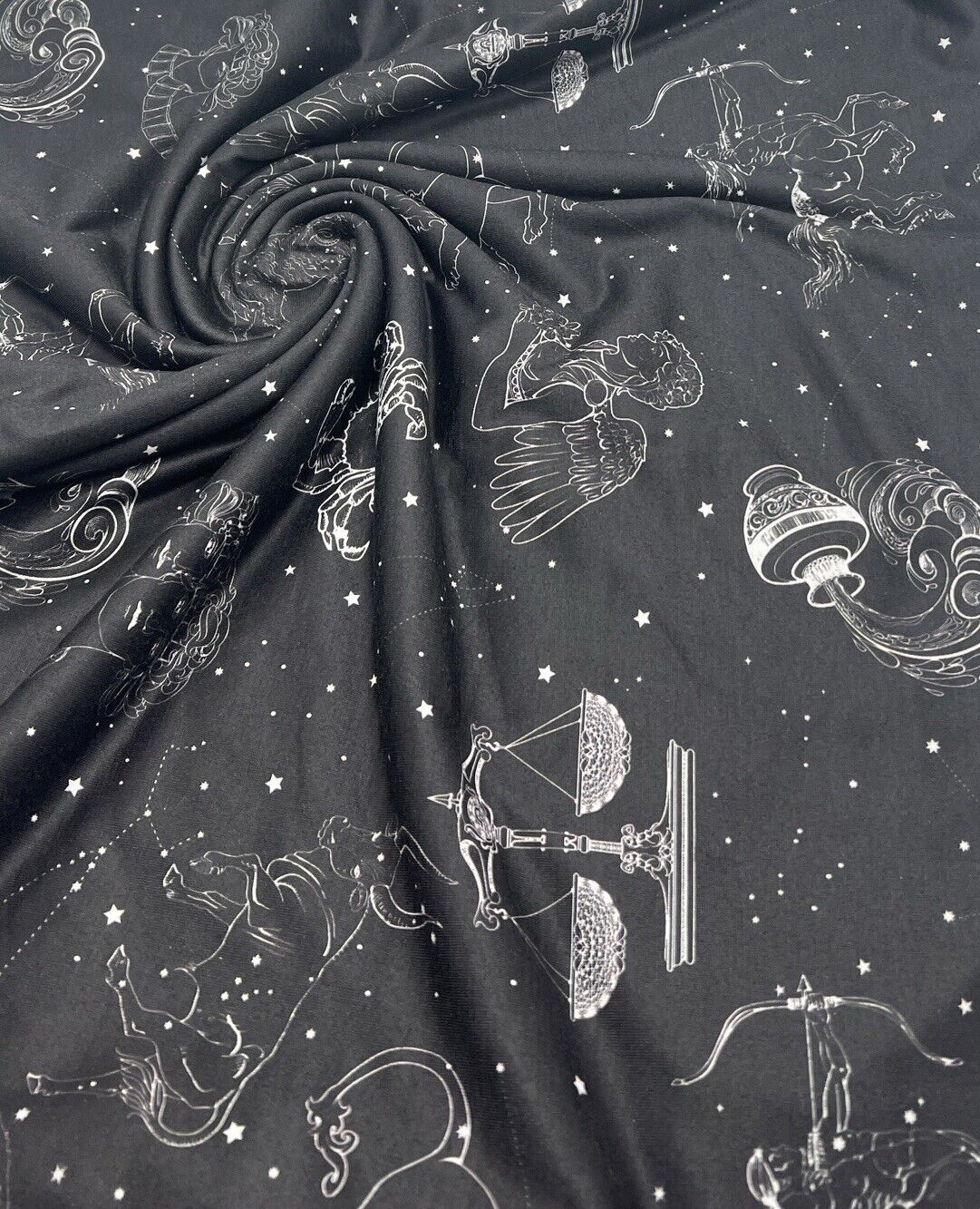 Star Sign Print Spun Poly Stretch Fabric