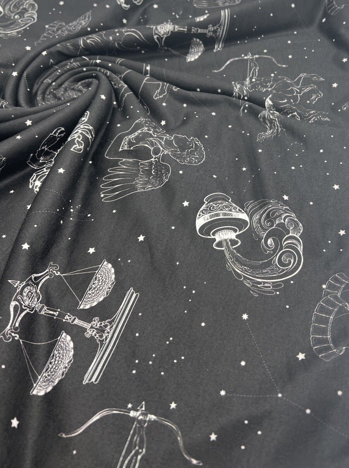 Star Sign Print Spun Poly Stretch Fabric