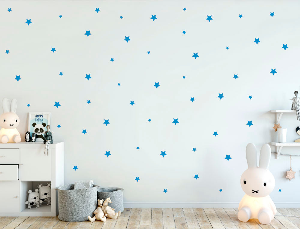 Star Wall Stickers (68 Stars in 4 Sizes) - Kids Nursery Star Decals