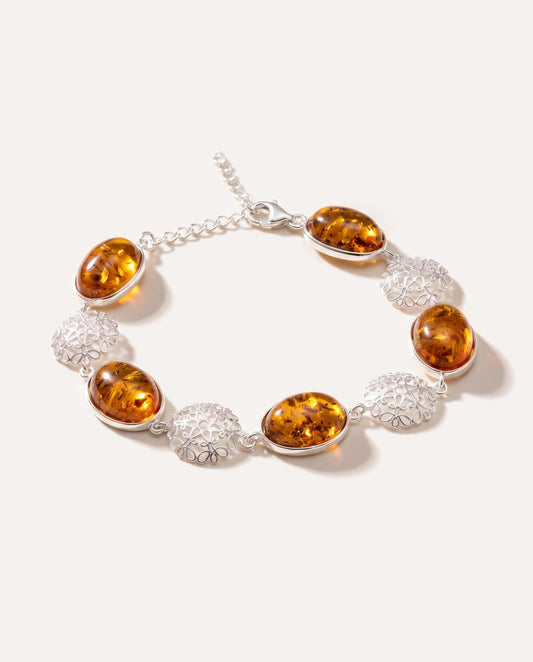 Alternating Filigree Statement Amber Bracelet