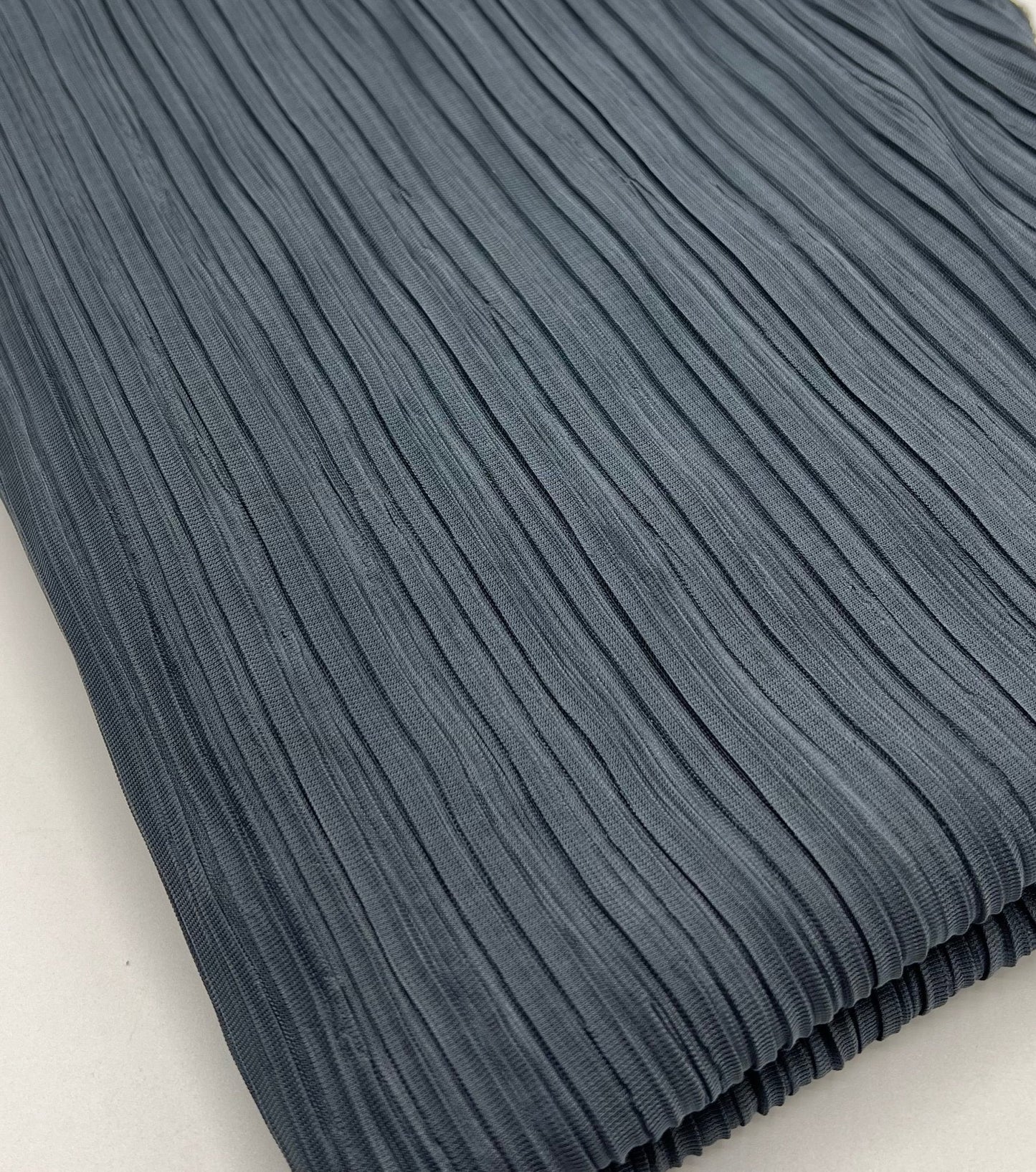 Steel Pleated Plisse Stretch Fabric
