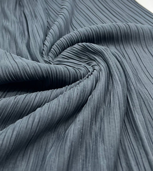 Steel Pleated Plisse Stretch Fabric