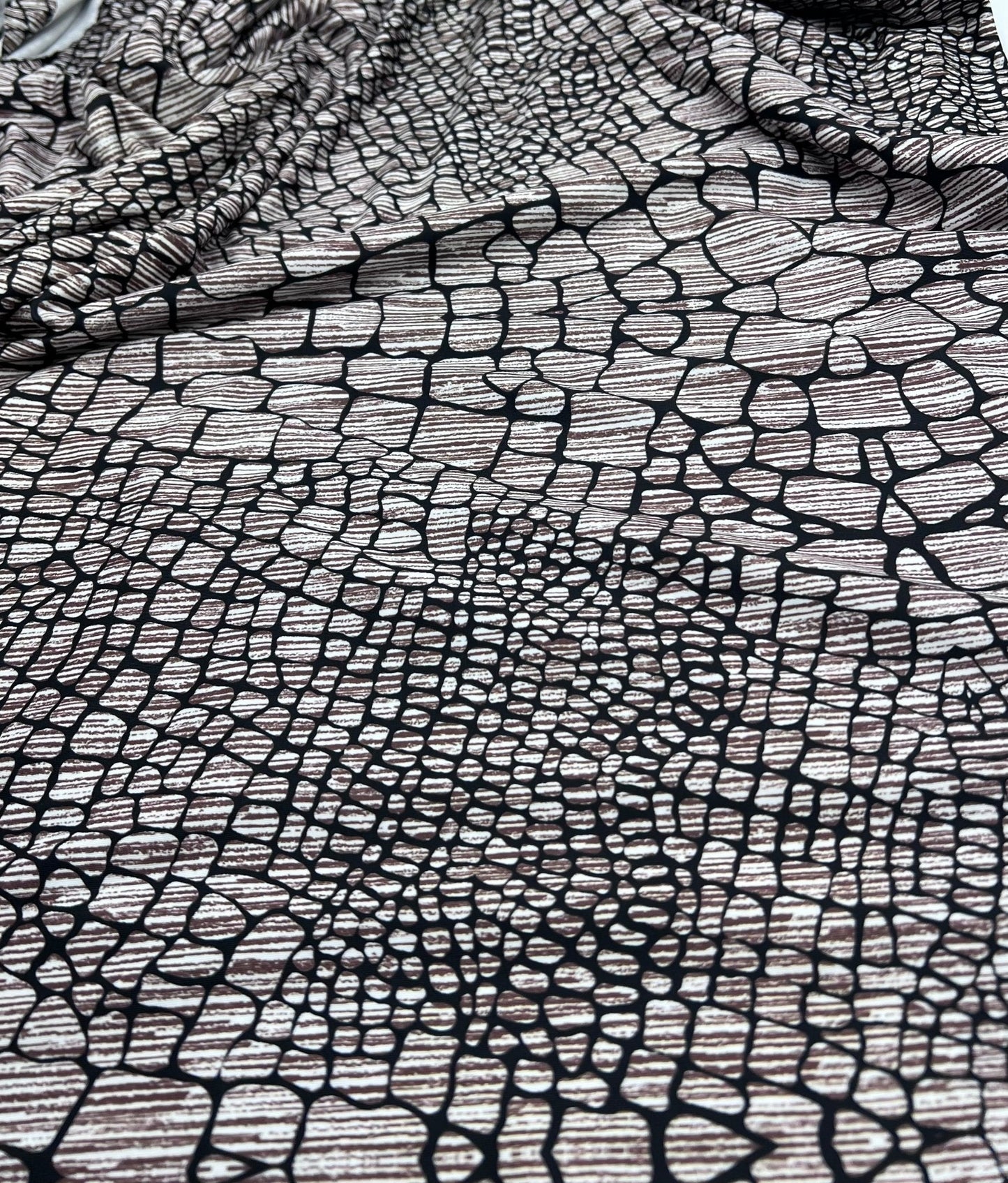 Stone Black Animal Mix Print Soft Touch 4 Way Stretch Fabric