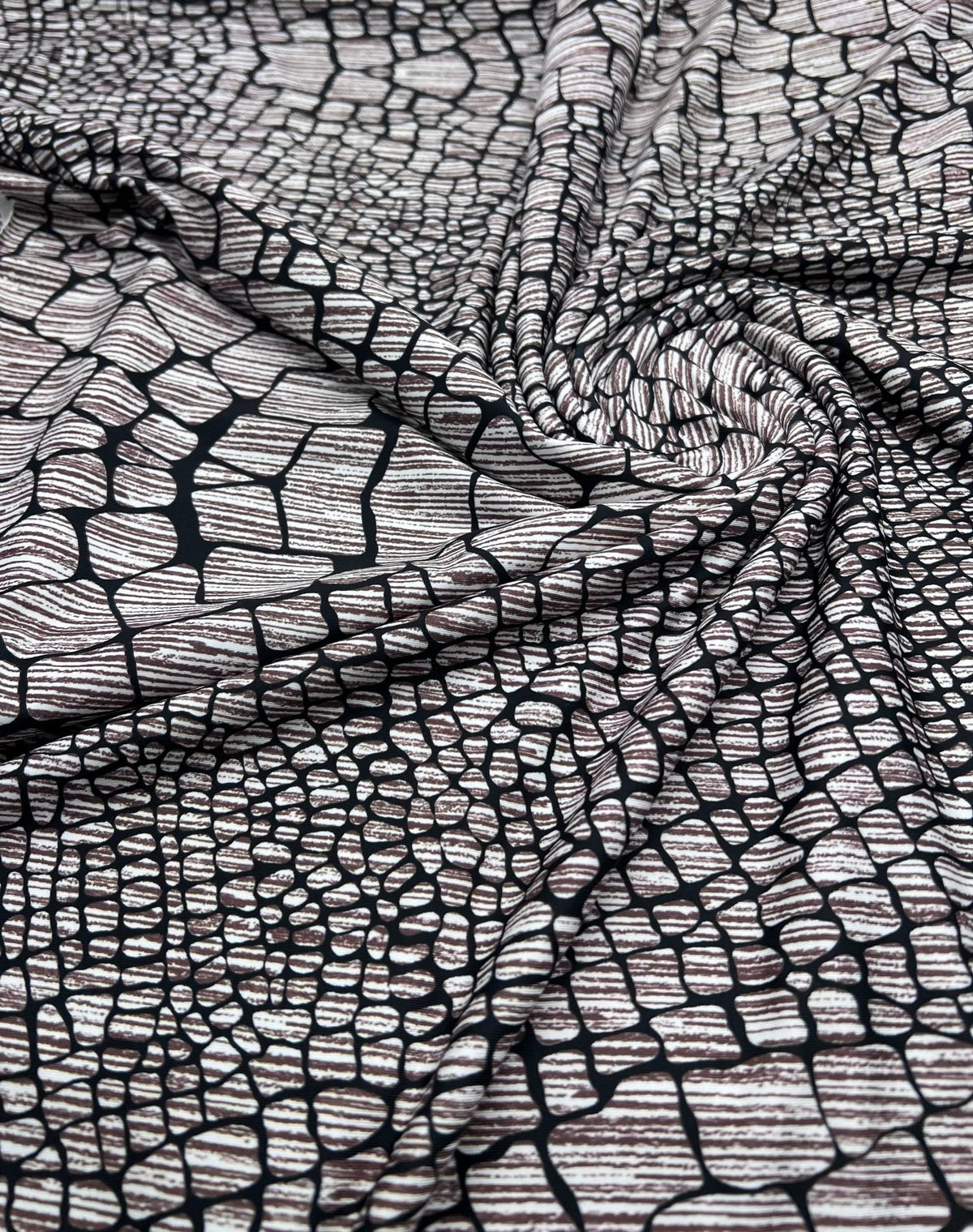 Stone Black Animal Mix Print Soft Touch 4 Way Stretch Fabric