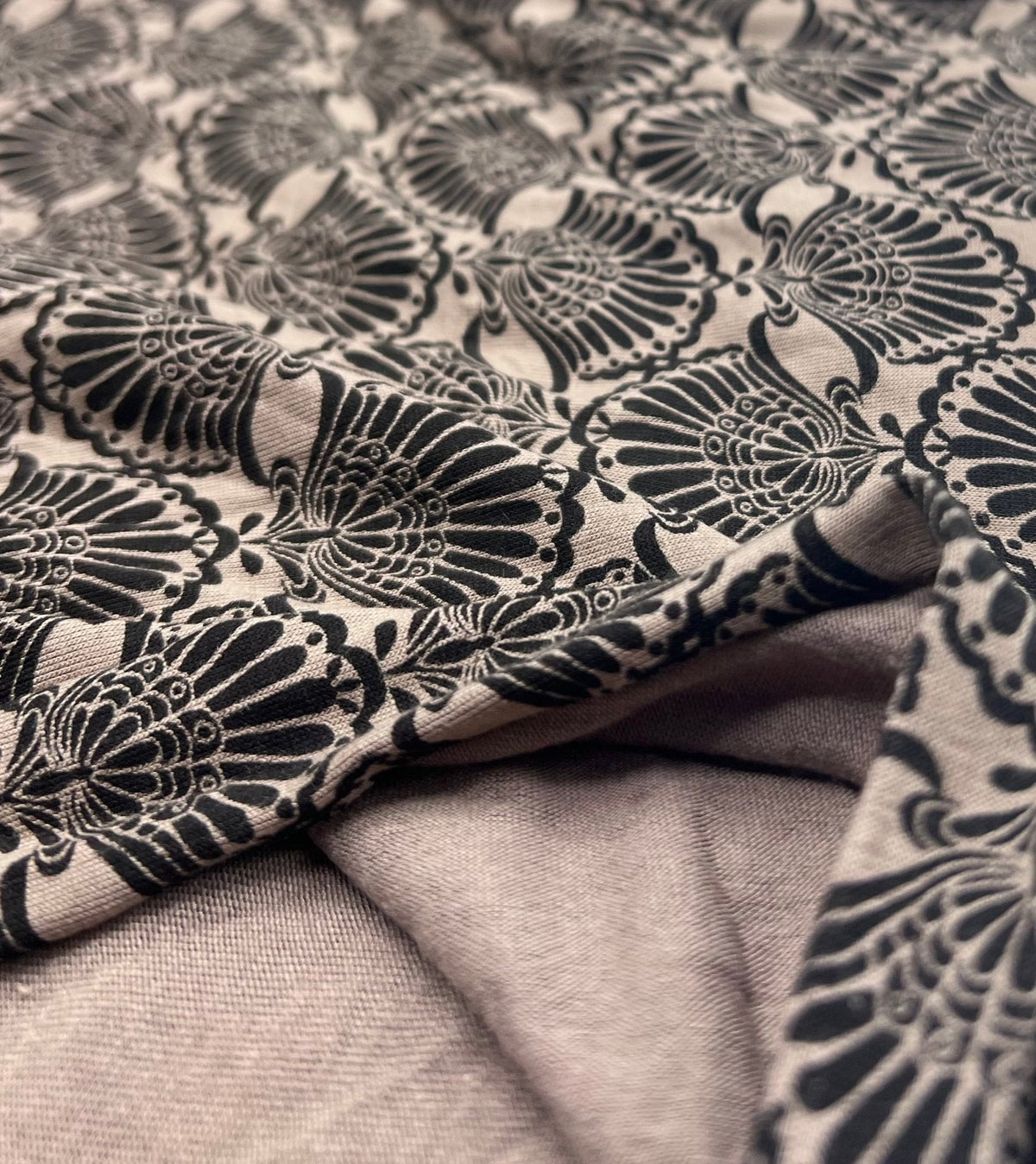 Stone Black Print Viscose Elastane 4 Way Stretch Fabric