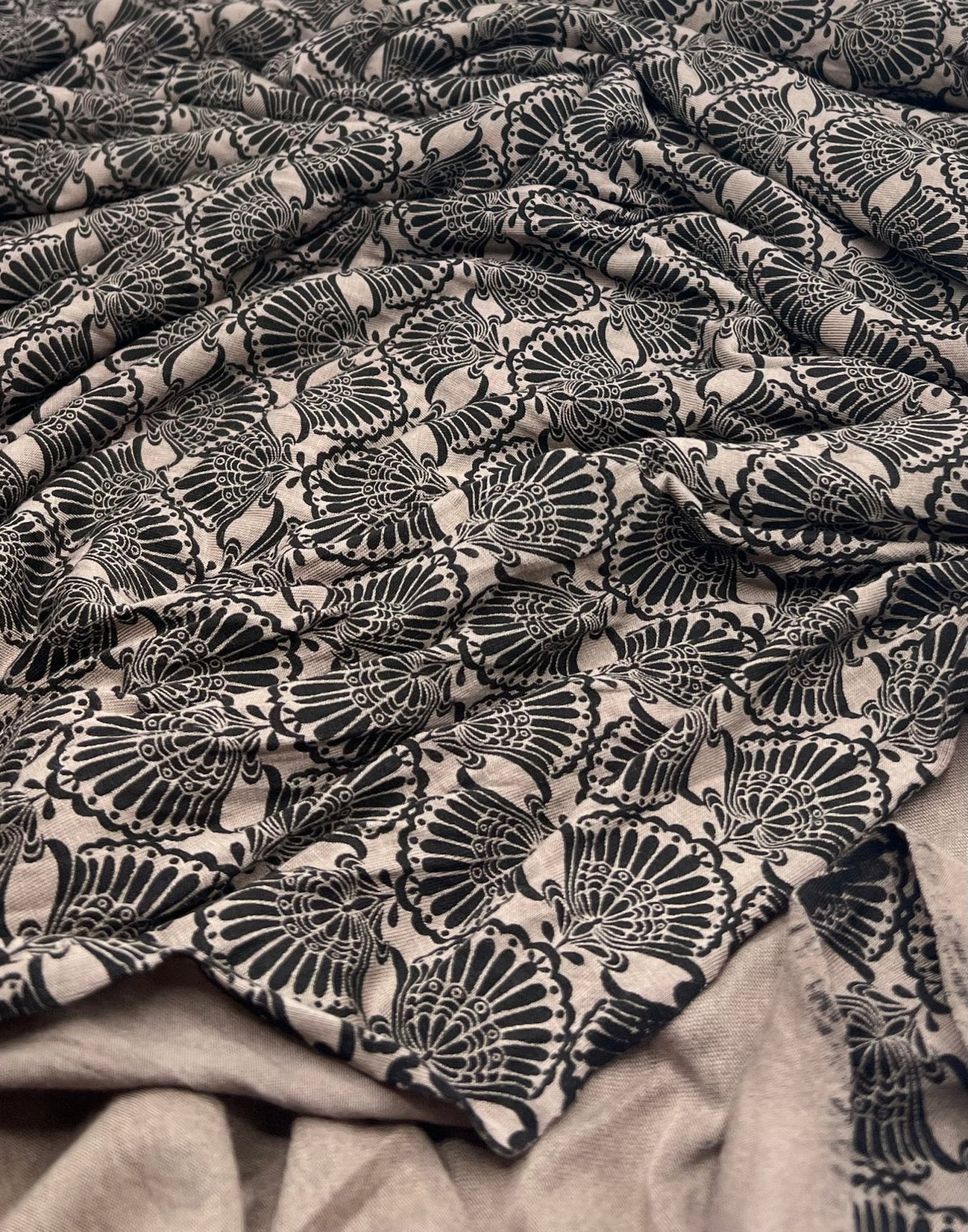 Stone Black Print Viscose Elastane 4 Way Stretch Fabric