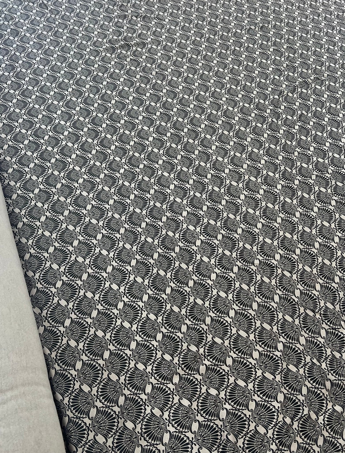 Stone Black Print Viscose Elastane 4 Way Stretch Fabric