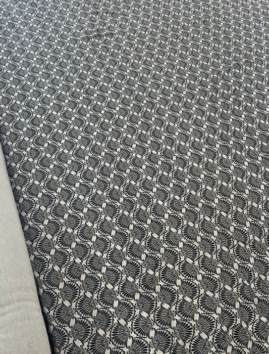 Stone Black Print Viscose Elastane 4 Way Stretch Fabric