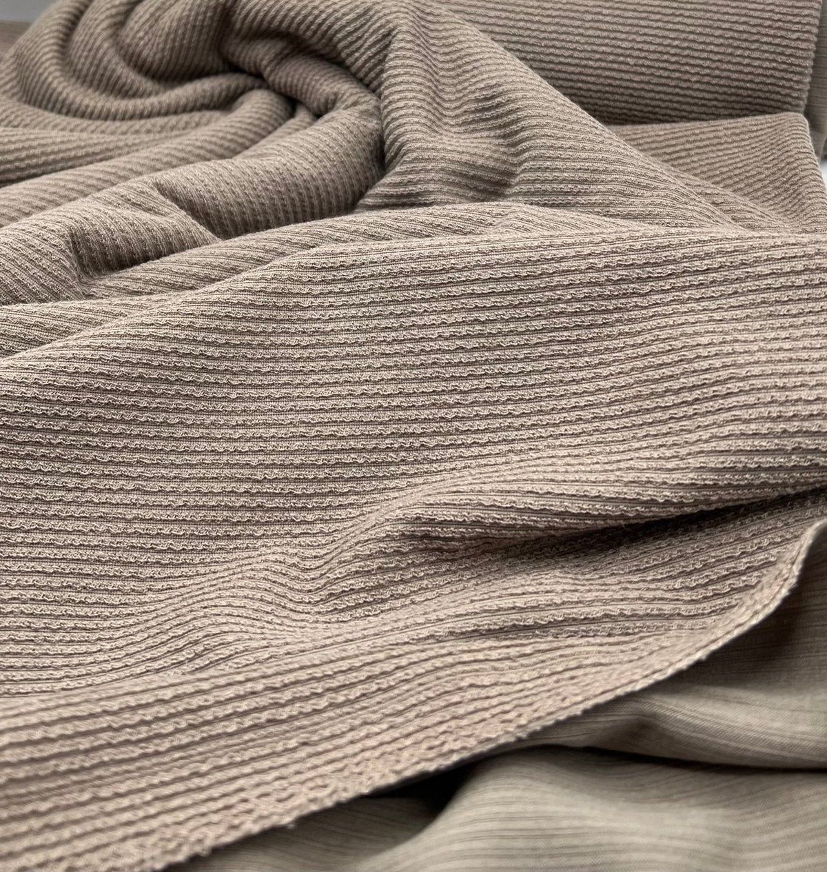 Mocha Crinkle Rib Stretch Fabric