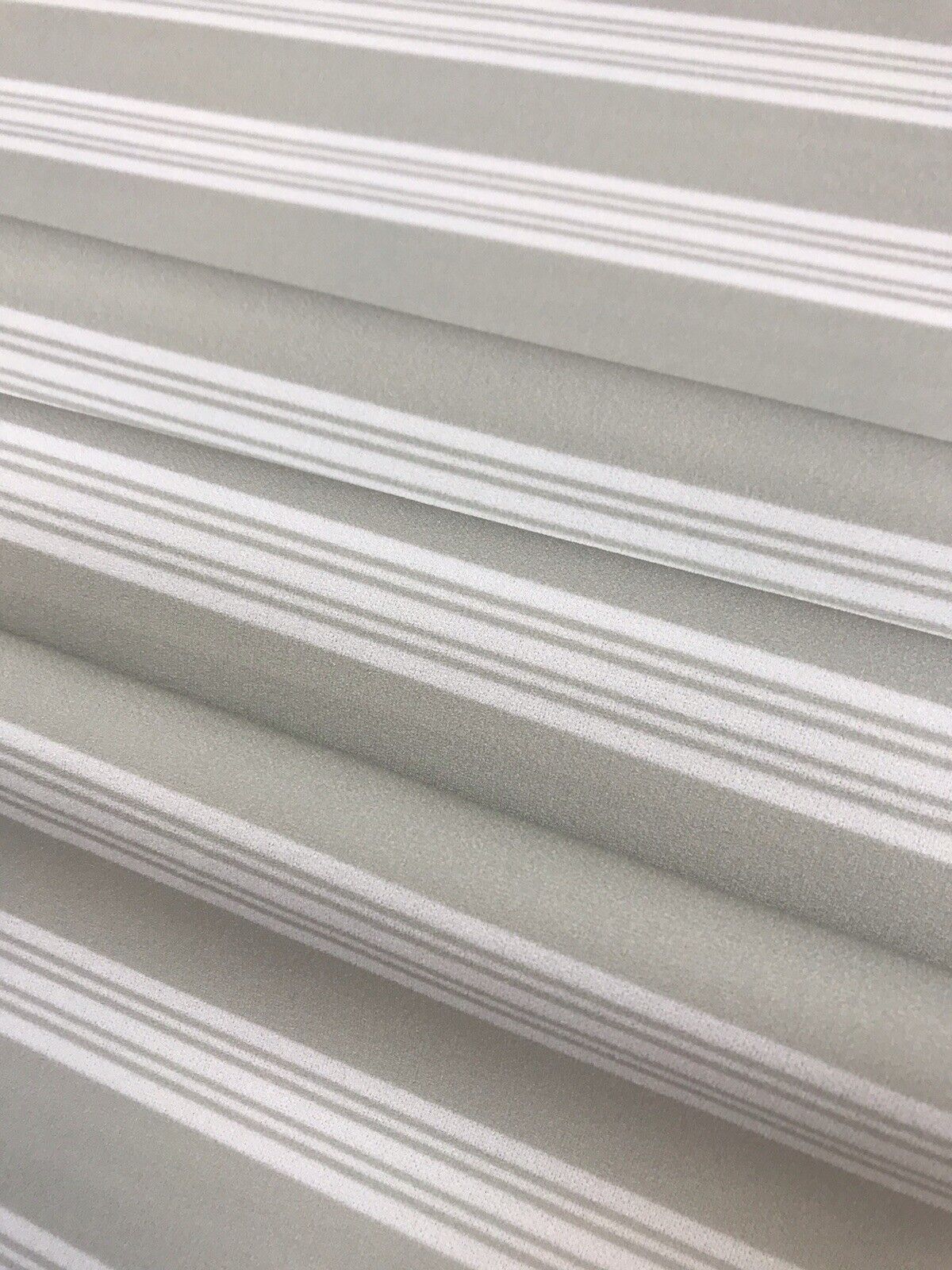 Stone & Ivory Stripe Printed Scuba Crepe Jersey Fabric 4 Way Stretch