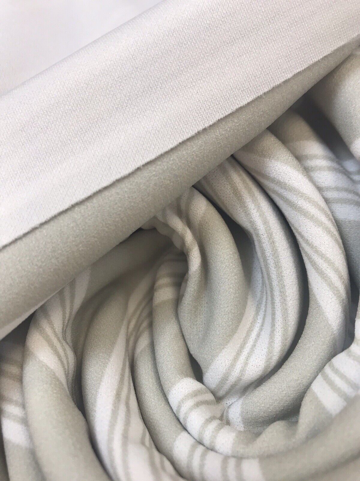 Stone & Ivory Stripe Printed Scuba Crepe Jersey Fabric 4 Way Stretch
