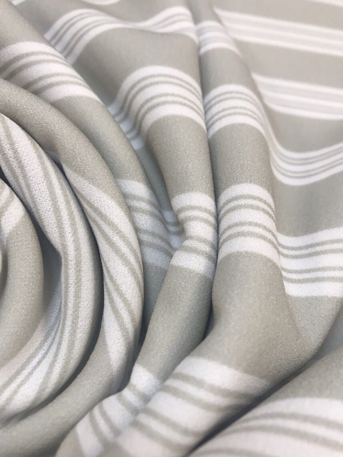 Stone & Ivory Stripe Printed Scuba Crepe Jersey Fabric 4 Way Stretch
