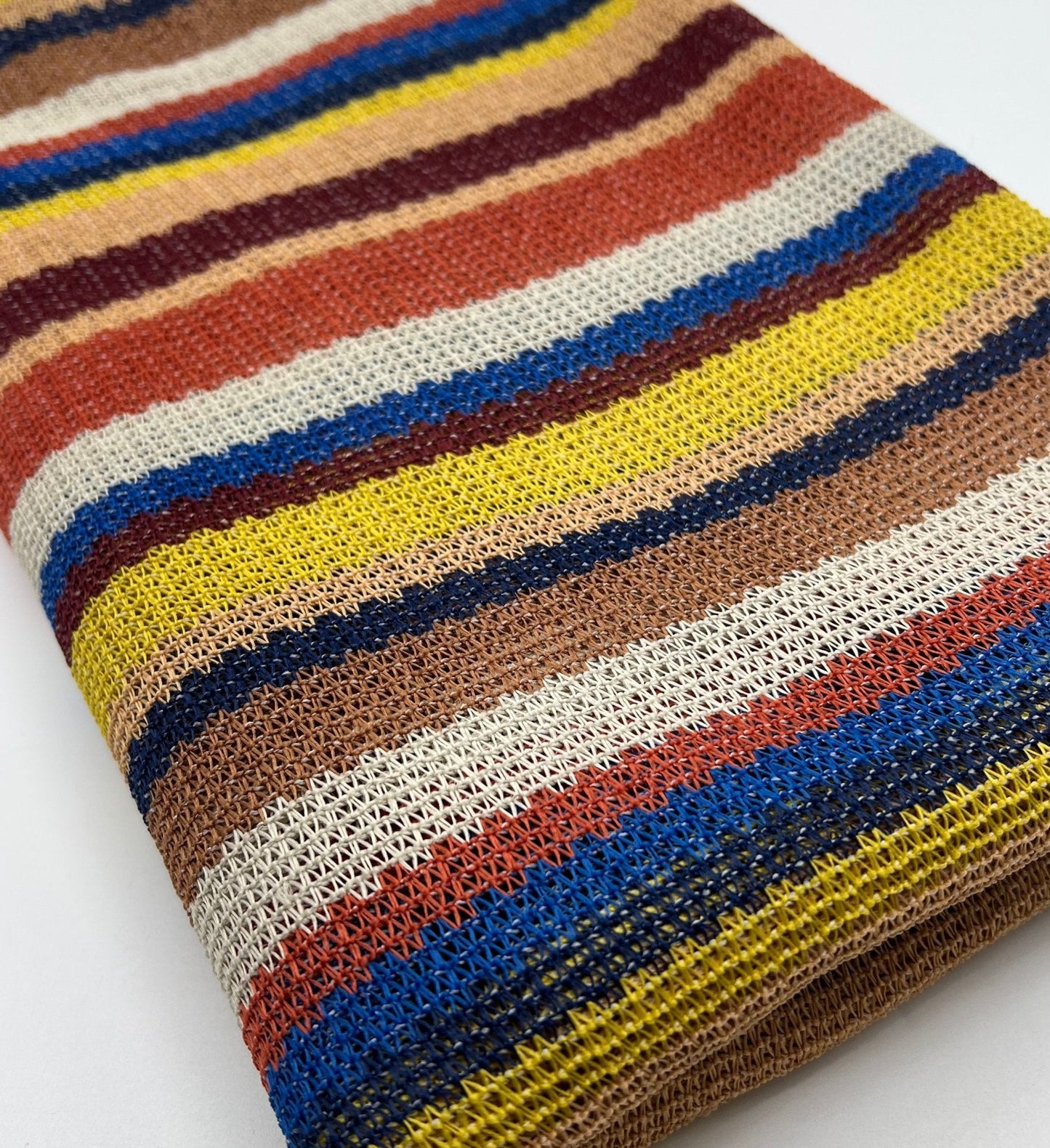 Stone Multi Stripe Textured Knitted 2 Way Stretch Fabric