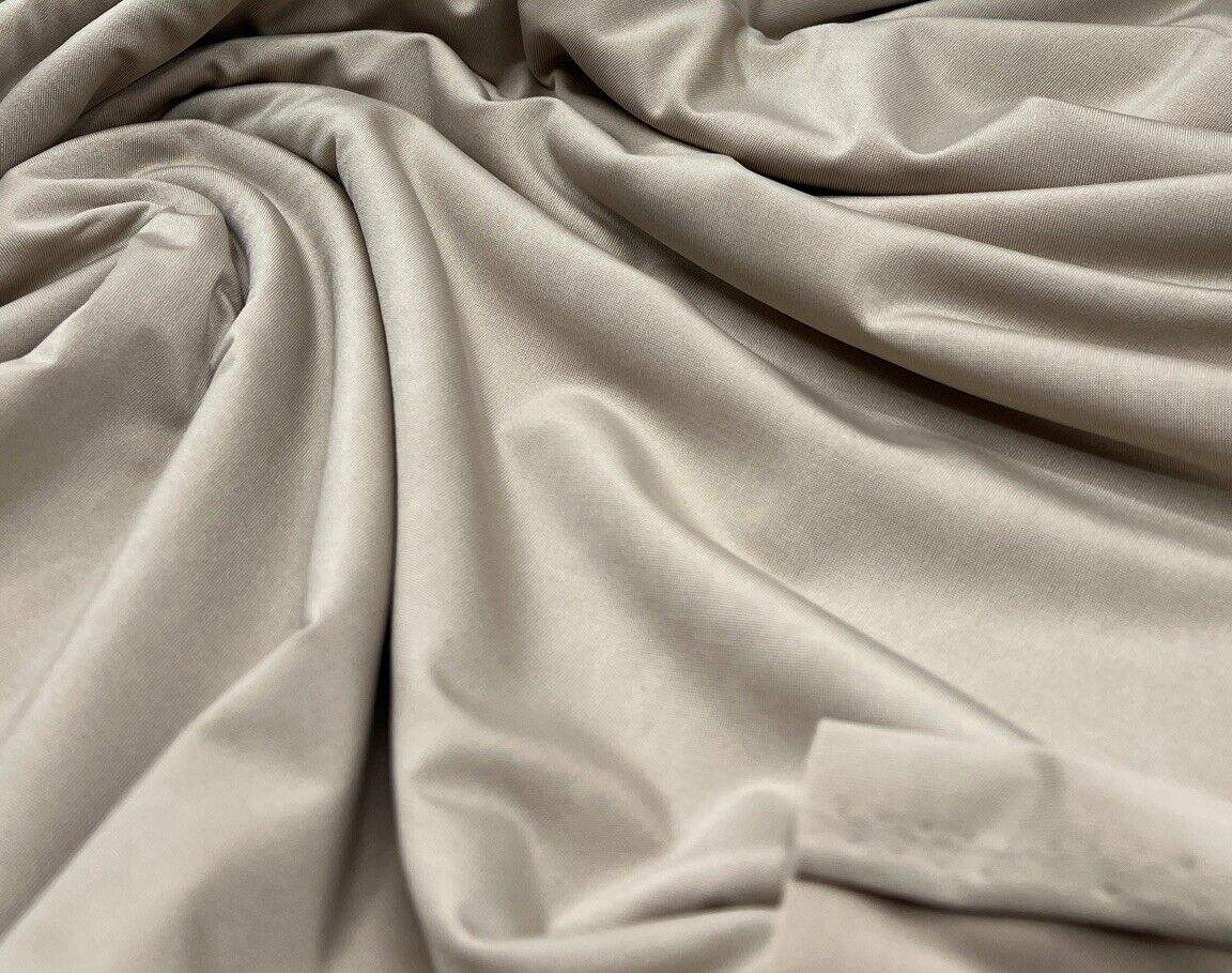 Stone Plain Shiny Soft Touch Slinky 4 Way Stretch Fabric