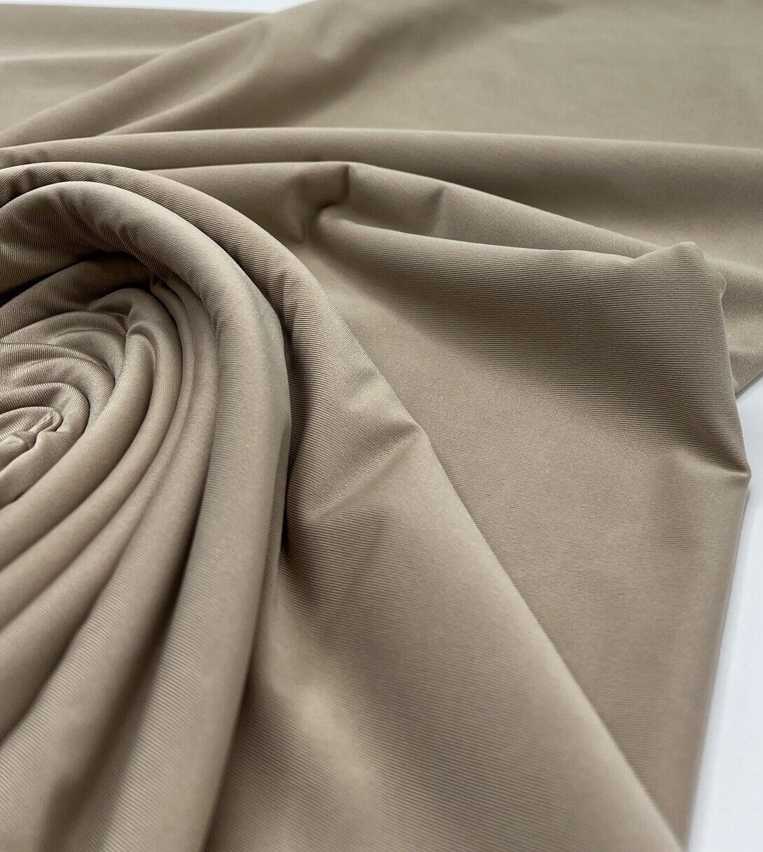 Stone Plain Shiny Soft Touch Slinky 4 Way Stretch Fabric