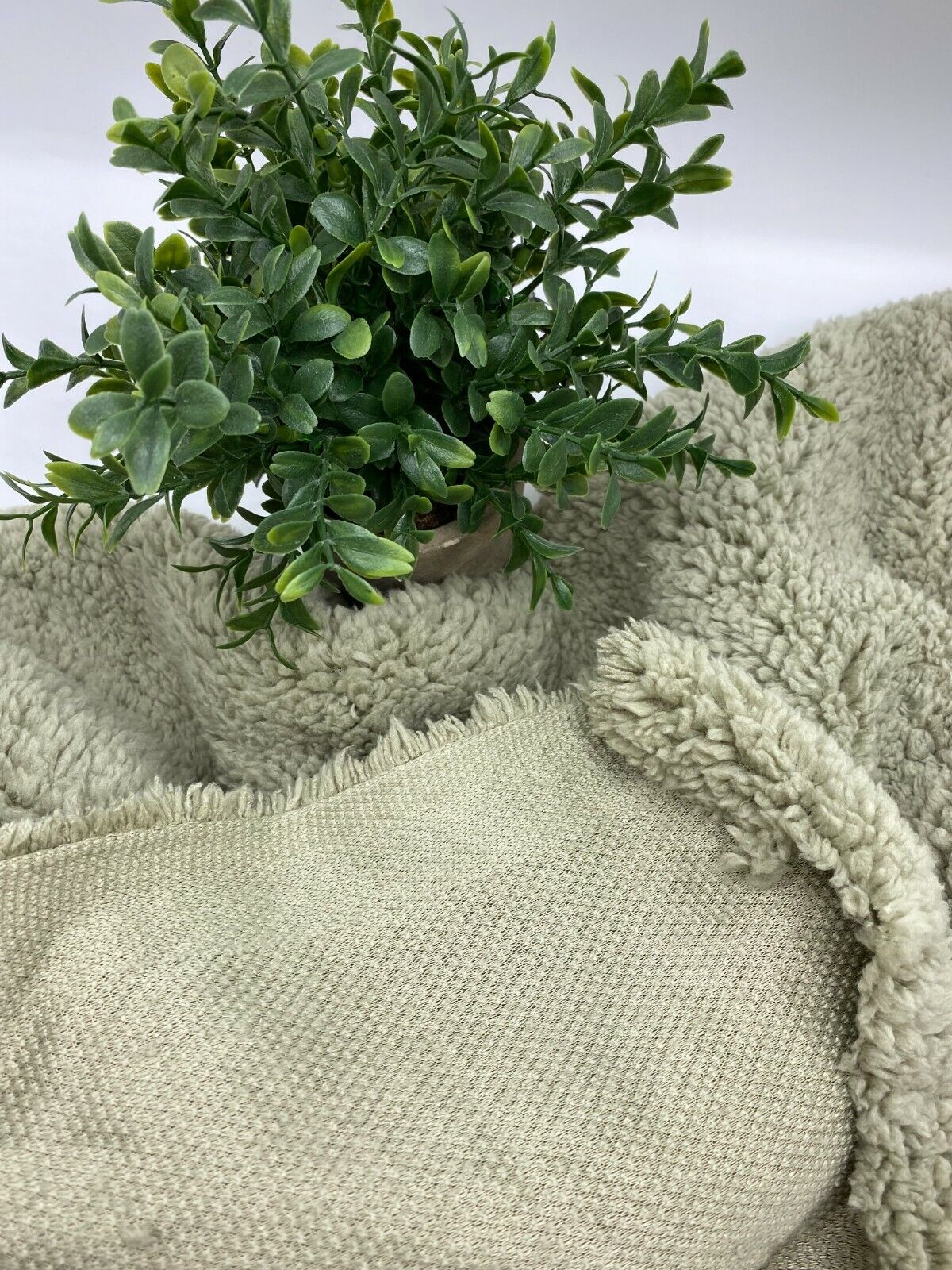 Stone Sherpa Fleece Fluffy Borg Faux Fur Fabric