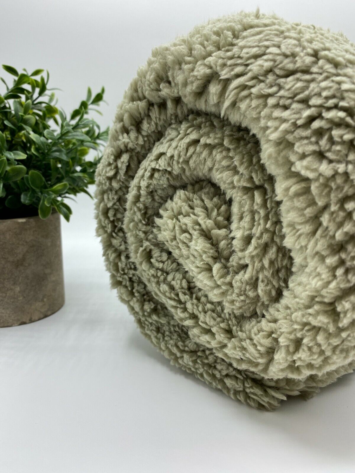 Stone Sherpa Fleece Fluffy Borg Faux Fur Fabric