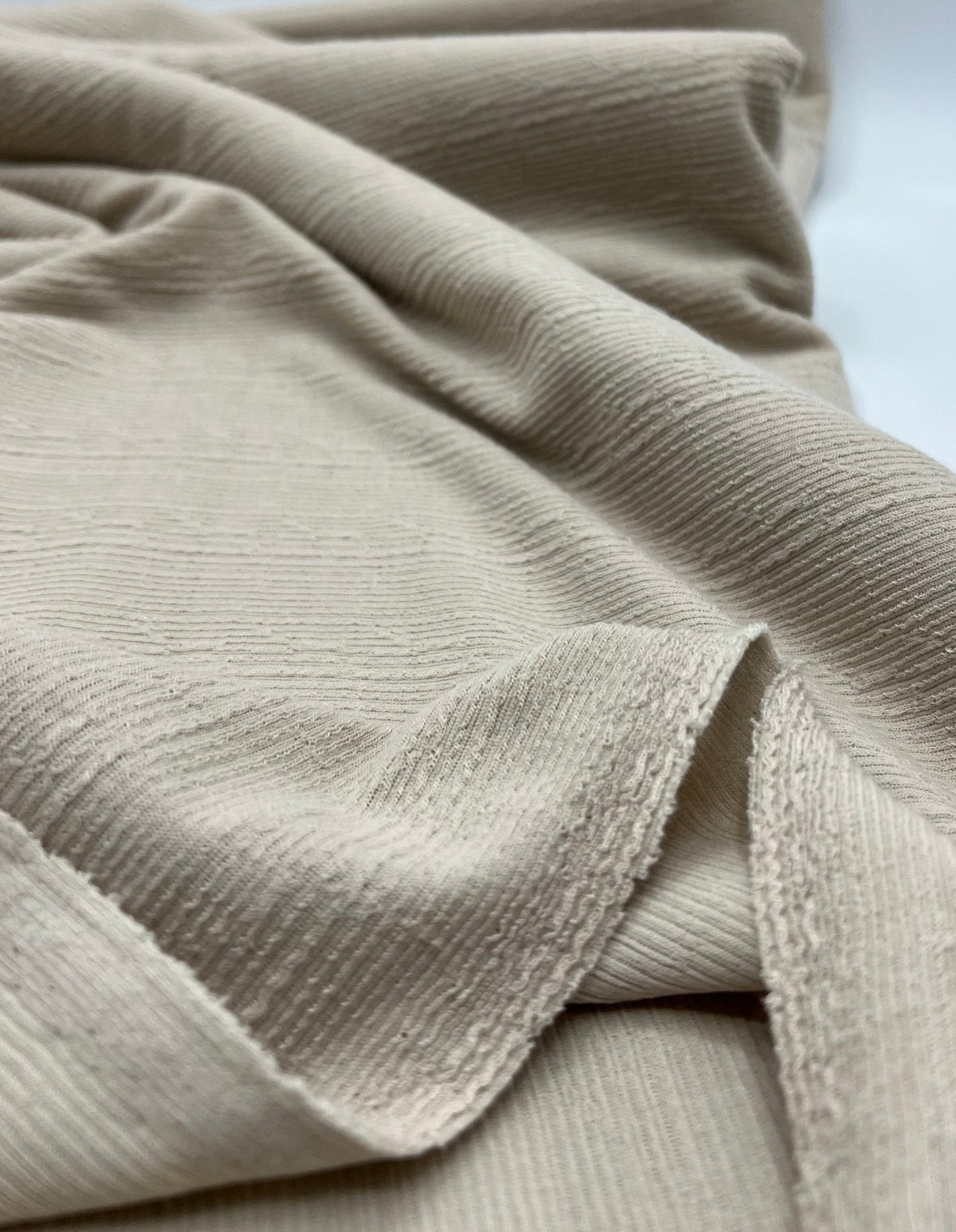 Stone Soft Striped Textured Stretch Fabric
