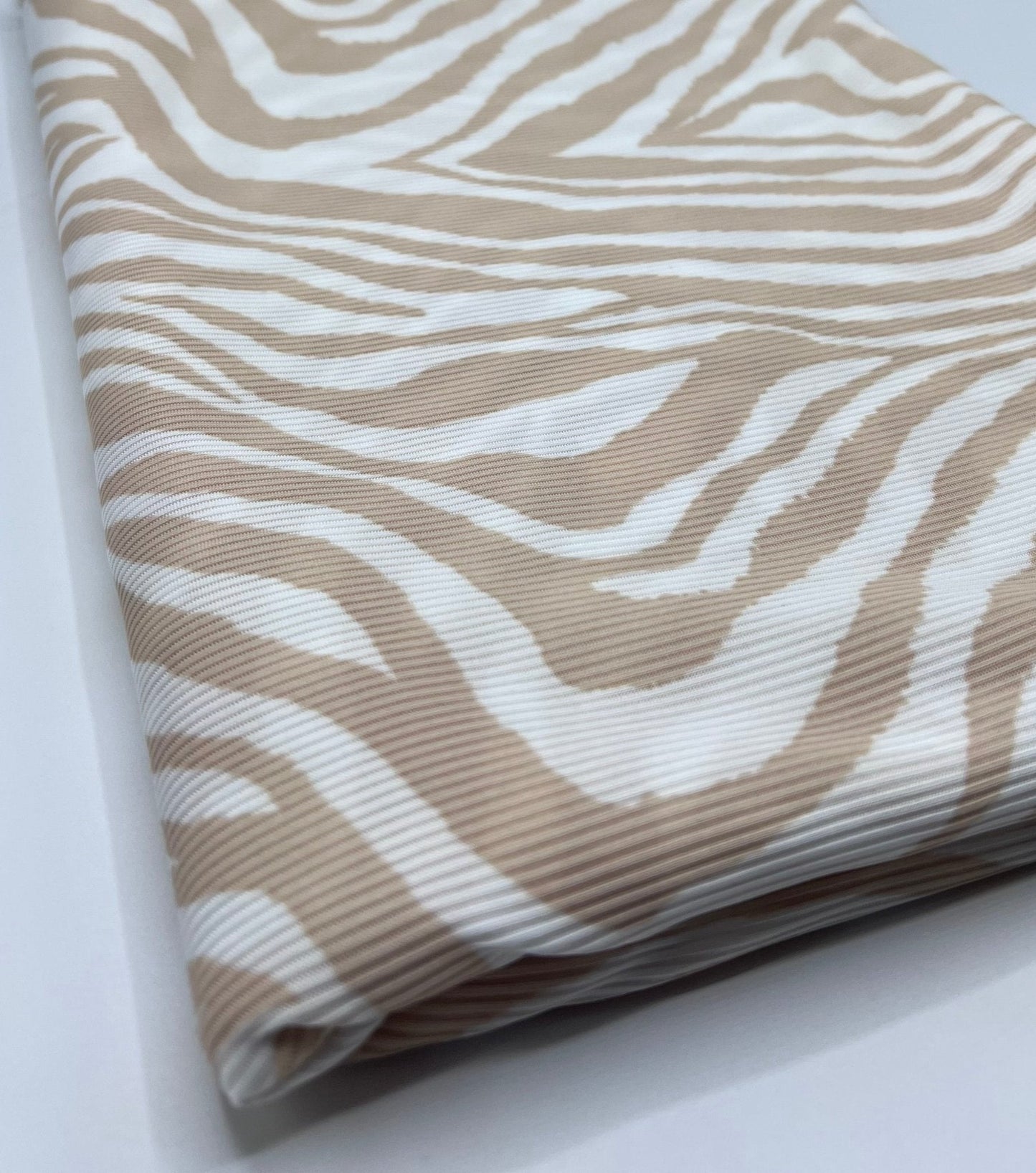 Stone & White Zebra 2X1 Fine Rib Stretch Fabric