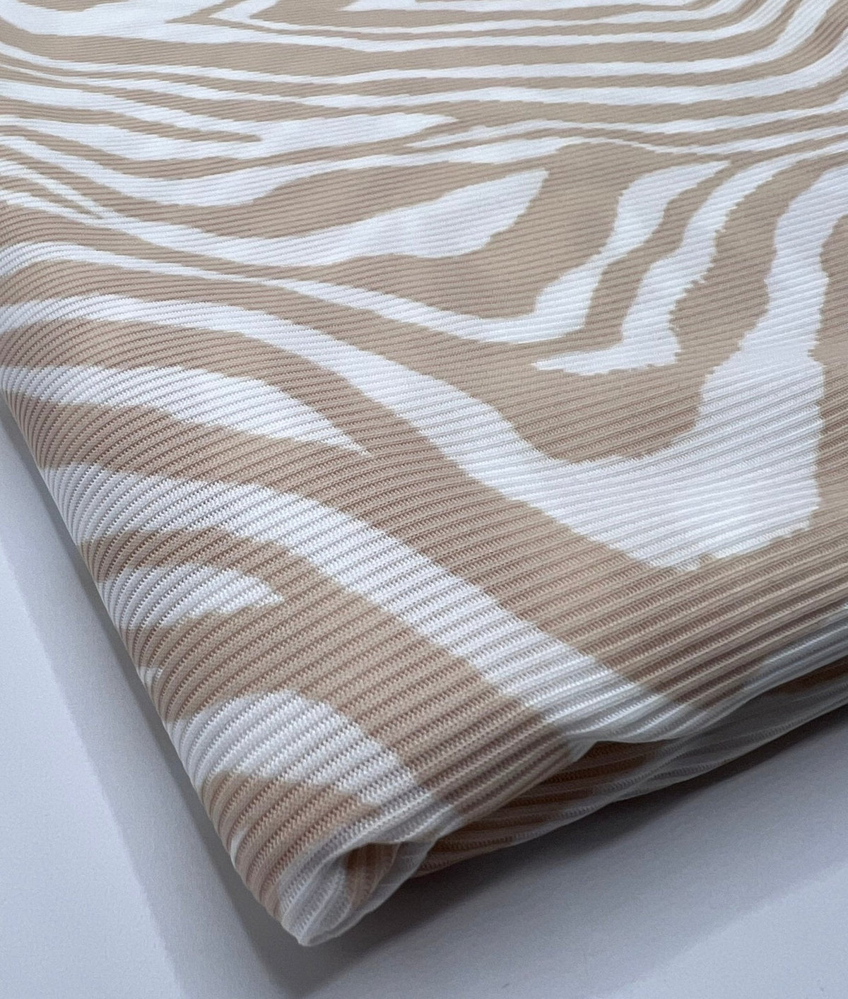 Stone & White Zebra 2X1 Fine Rib Stretch Fabric