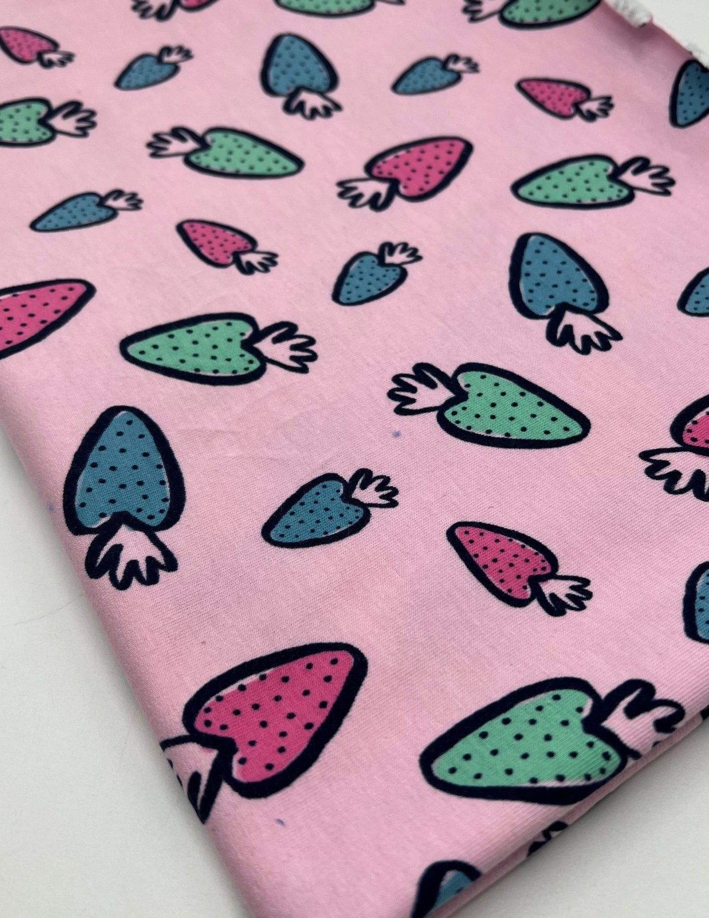 Strawberry Doodle Sweatshirting Cotton Lycra 2 Way Stretch