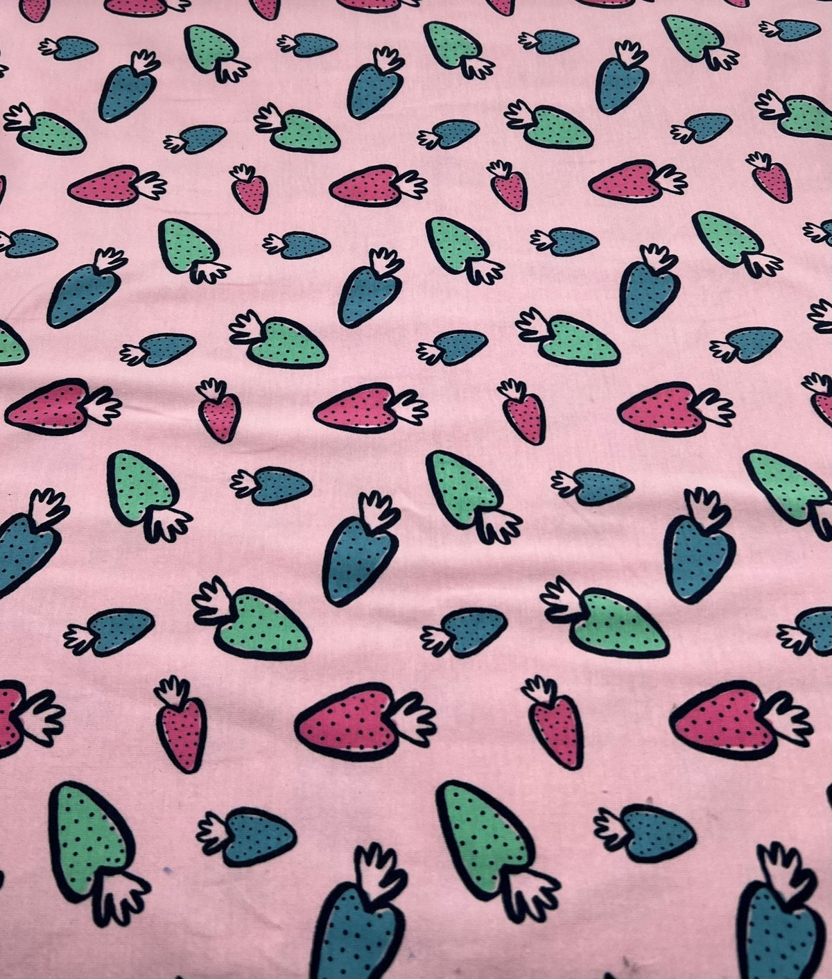 Strawberry Doodle Sweatshirting Cotton Lycra 2 Way Stretch