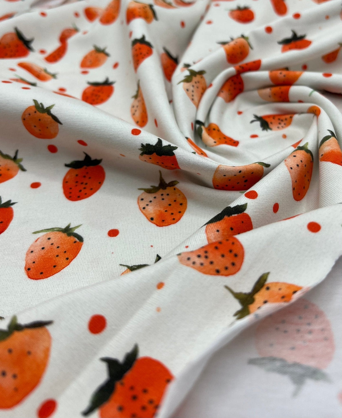 Strawberry's Print Cotton Stretch Jersey 200 GSM 95/5 Lycra 4 Way Stretch