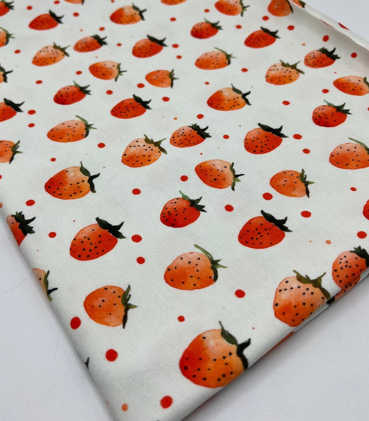 Strawberry's Print Cotton Stretch Jersey 200 GSM 95/5 Lycra 4 Way Stretch
