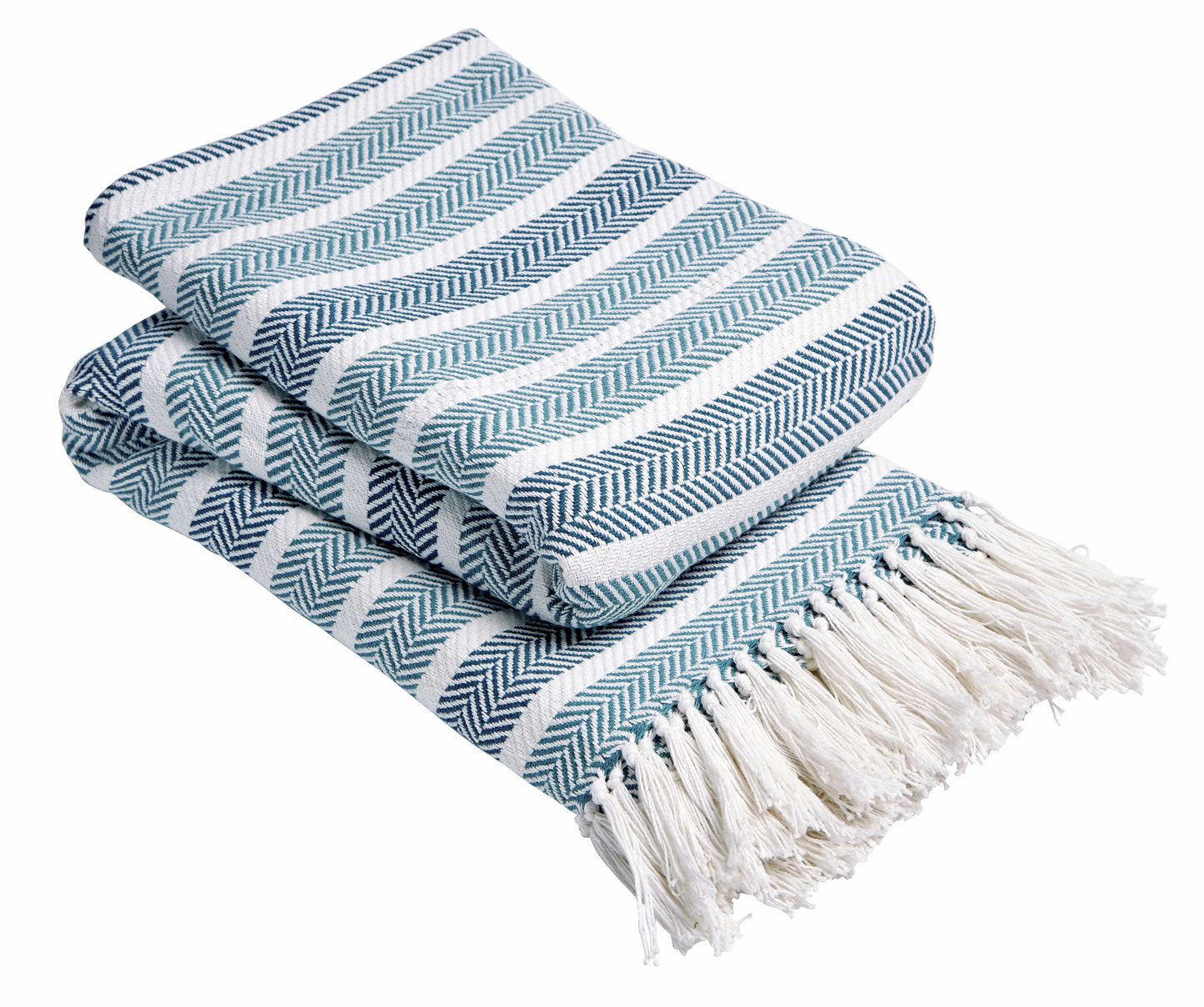 Stripe Handwoven Pure Cotton Throw Blanket with Tassells Eco-Friendly Perfect for Sofa Bed and Home Decor Available in Multiple Sizes and Calming Colours by OLIVIA ROCCO