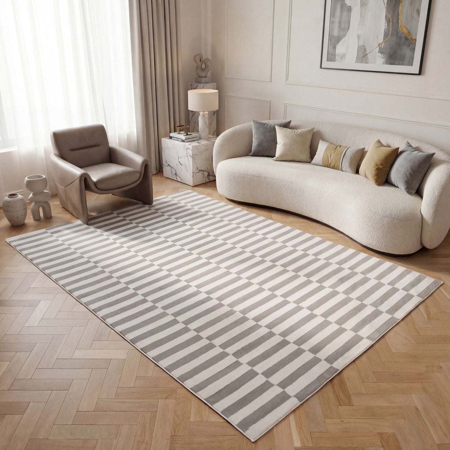 Loft Striped Grey Rug