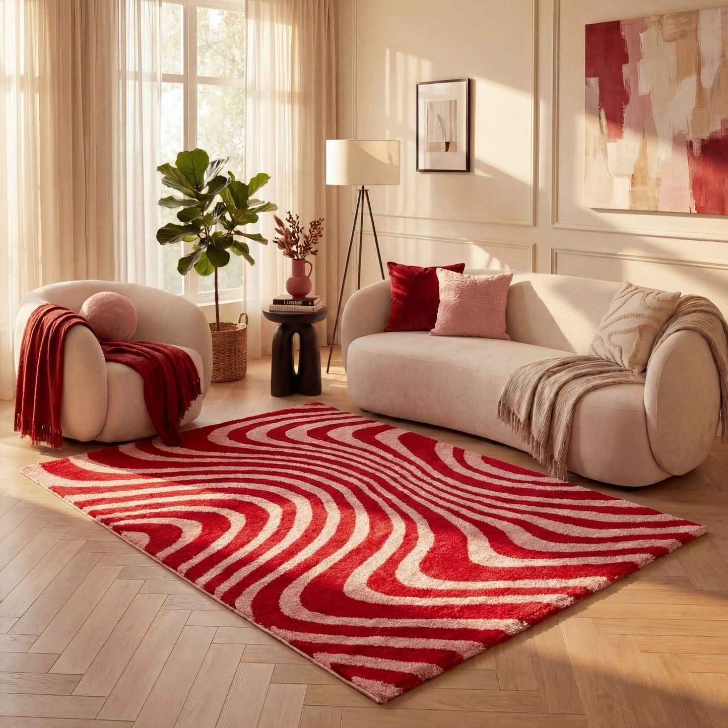 Joli Striped Red & Pink Rug