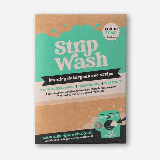 StripWash Laundry Detergent Sheets Cotton Fresh - Plastic Free Eco No Mess Laundry Sheets, 24 Pack