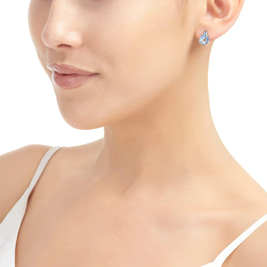 Stud earrings with real Forget-me-nots by  Shrieking Violet® Sterling silver teardrop stud earrings handmade with real flowers. Gift for mum or nan